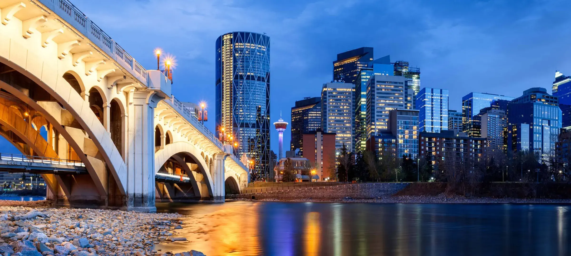 Calgary skyline at dusk